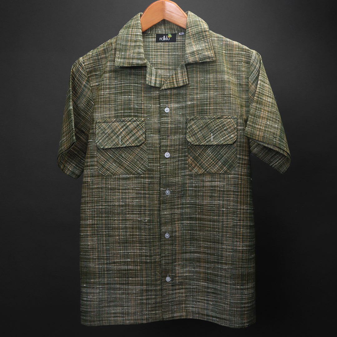 Forest Weave* Khadi Cuban Collar shirt #14