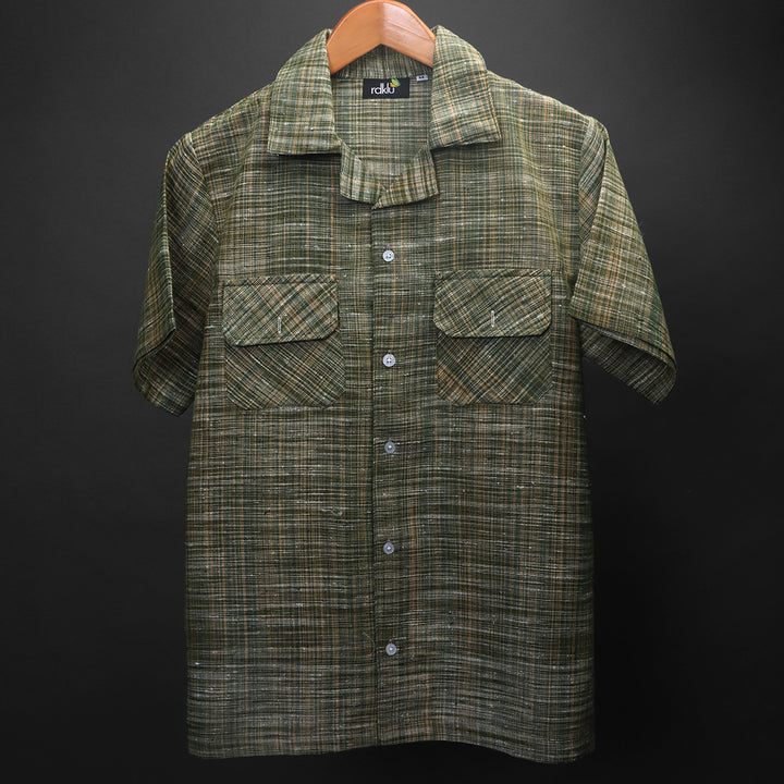 Forest Weave* Khadi Cuban Collar shirt #14