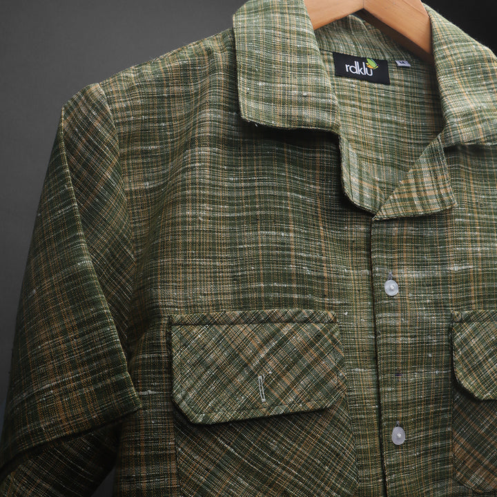 Forest Weave* Khadi Cuban Collar shirt #14