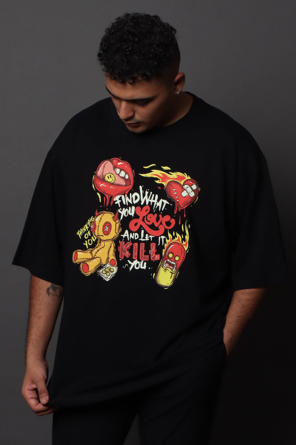 Printed Oversized Tee - MEN'S PRINTED OVER SIZE TEE#68