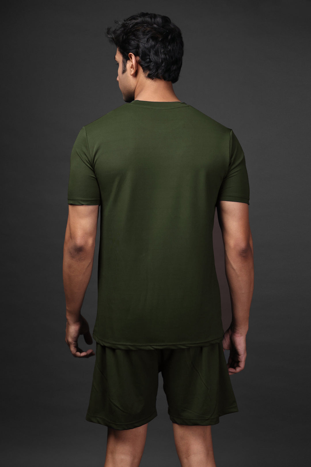 Active-Wear Co-Ord Set - Olive Tee & Shorts Basic Co-ord Set#4