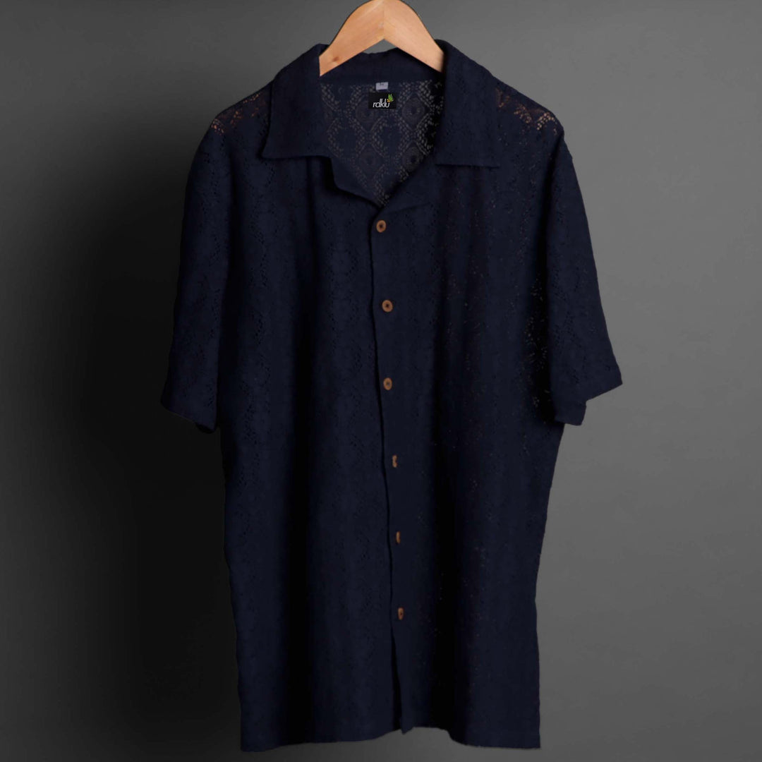Prints - Blue Oasis Cuban Collar Shirt For Men#645