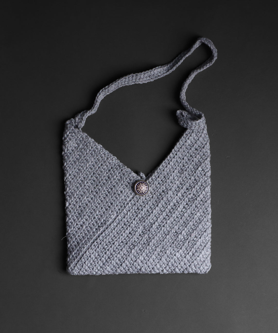 Handmade Wool Blend Crochet Clutch Bag #6