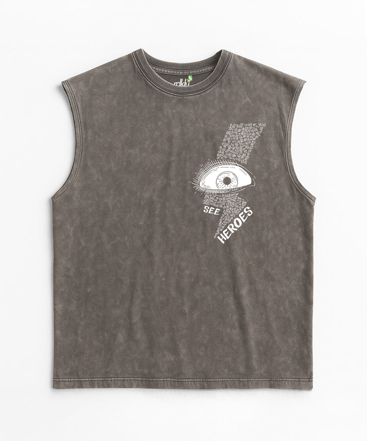 WASHED OUT PRINTED SLEEVELESS VEST #24