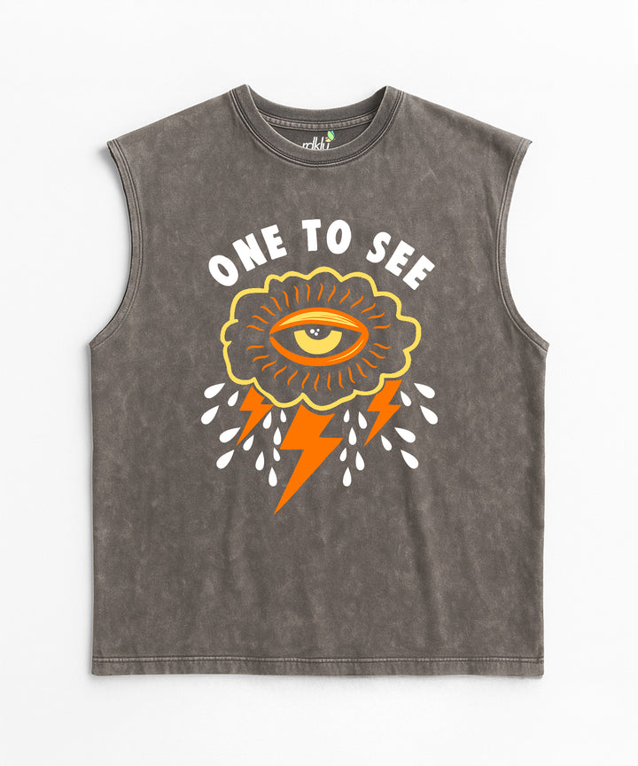 WASHED OUT PRINTED SLEEVELESS VEST #25