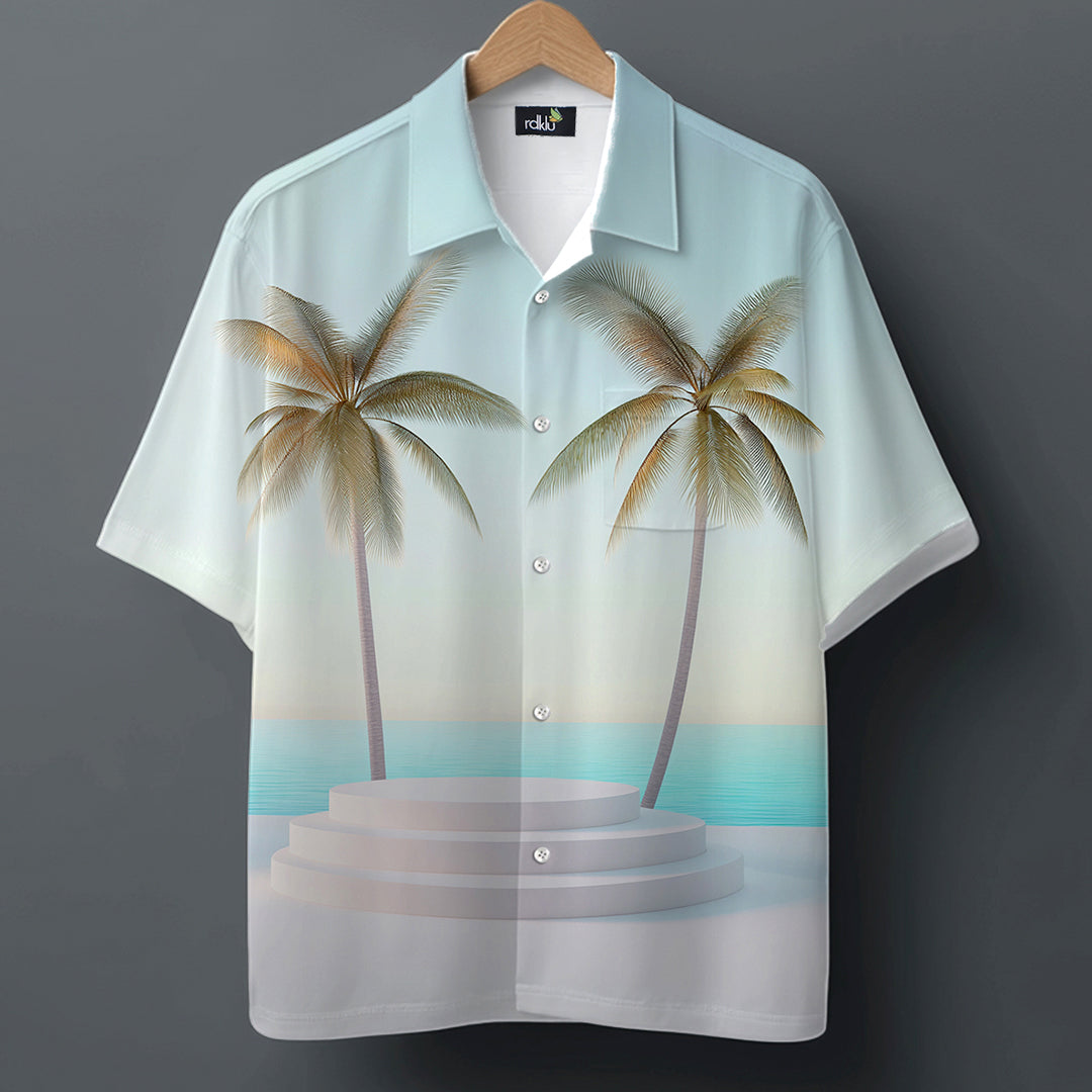 COASTAL CALM * Printed Cuban SHIRT #7