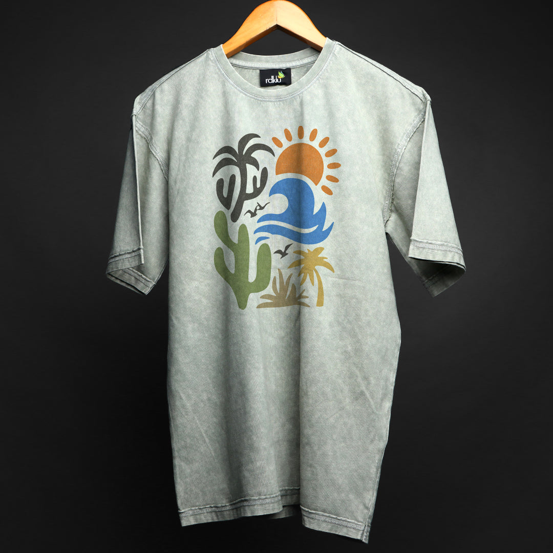 Caribbean Dawn *  WASHED OUT PRINTED OVERSIZED TEE #8
