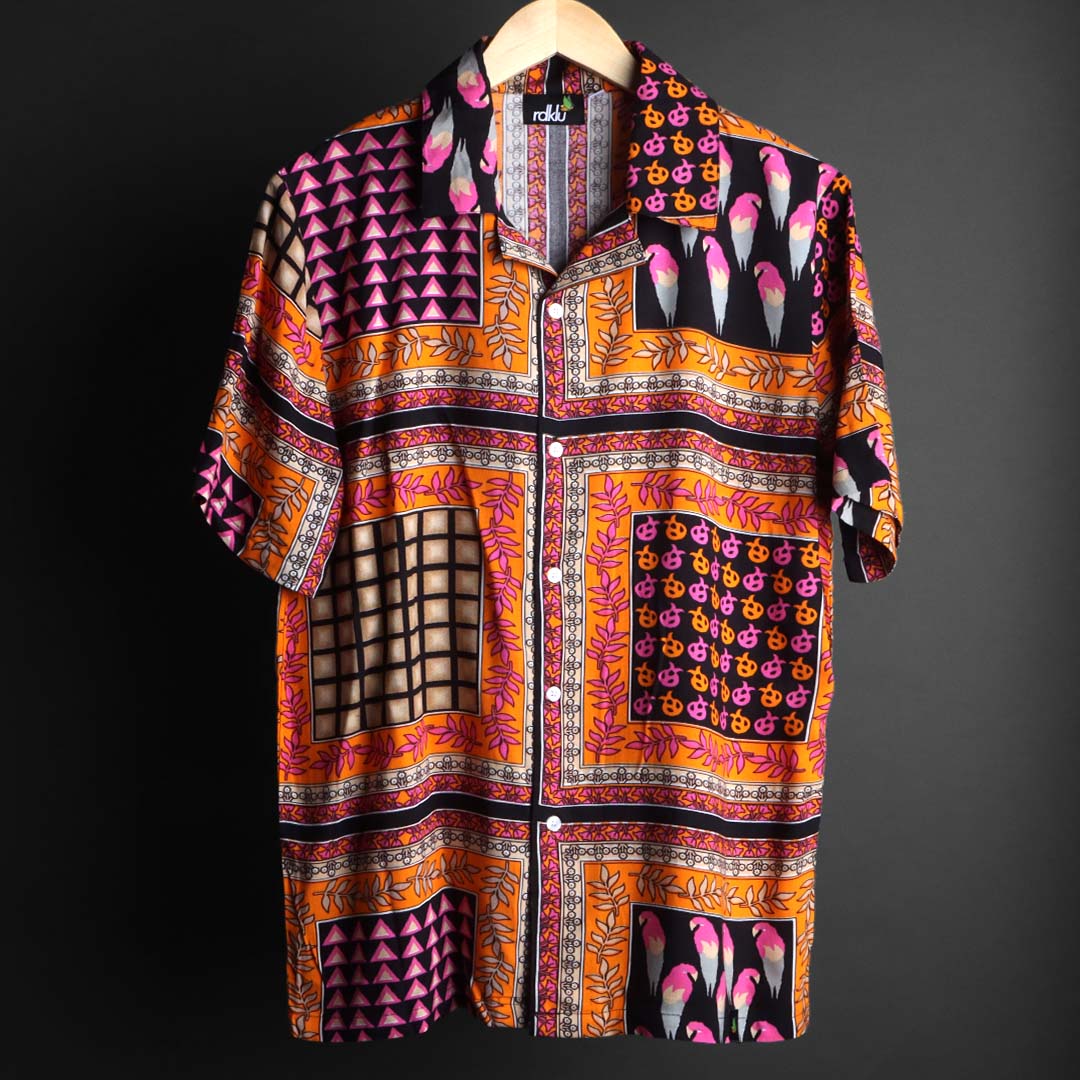 MOONRISE- Printed Cuban Collar Shirt For Men #113