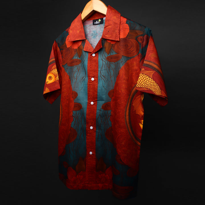 Koi Karma * Printed Cuban Collar Shirt  #150