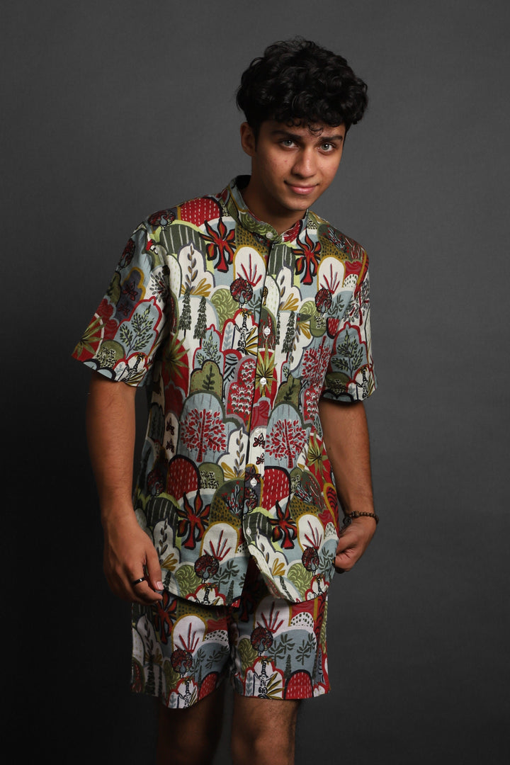 Printed Co-Ord Set - RDKLU-Men's Cotton Printed Co-Ord Set#15