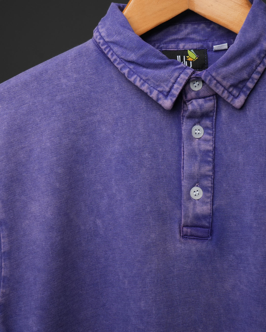Dusk Violet * Acid Wash Full Sleeve Polo Tee #65