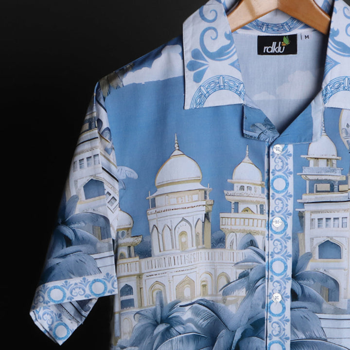 Prints - THE BLUE SYMPHONY * Cuban Collar Shirt For Men#638