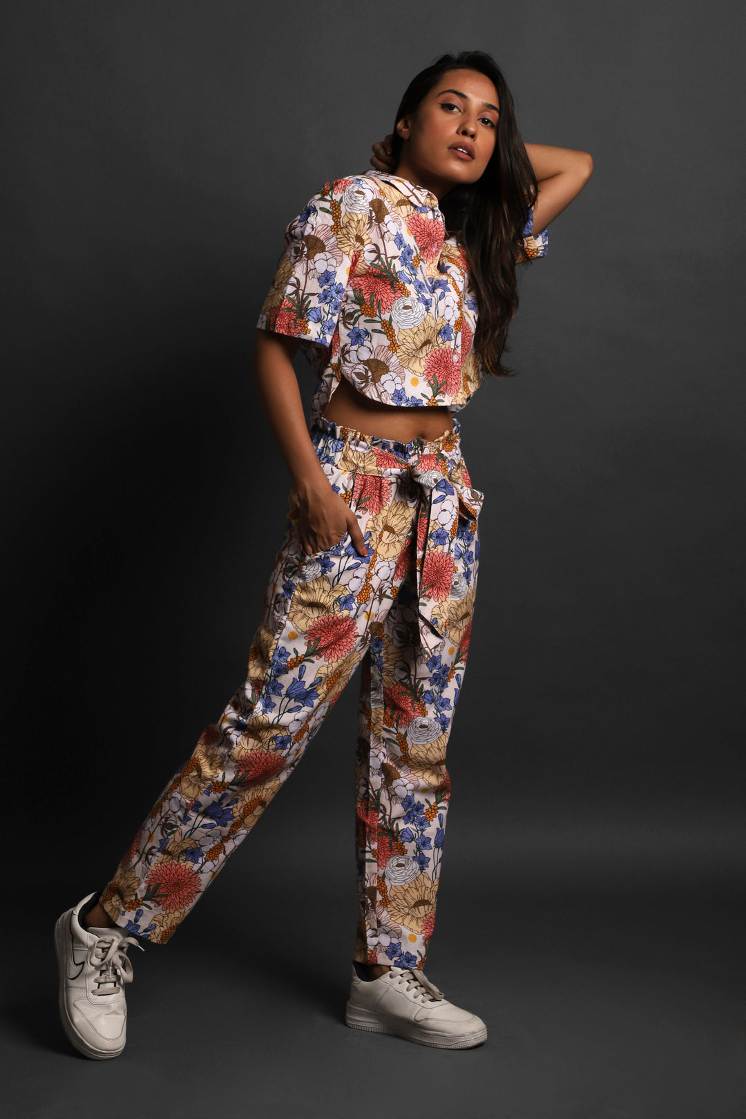 Women's Printed Co-Ord Set - Women's Printed Crop Shirt & Pant Set#8