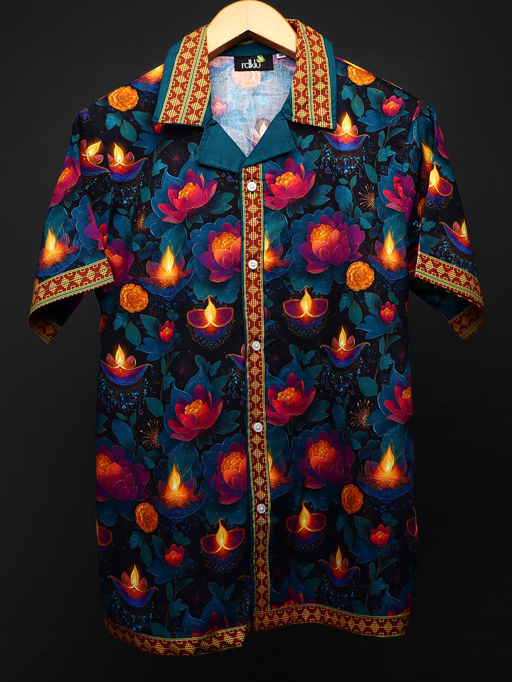 प्रकाश * PRINTED Cuban Collar Shirt #155