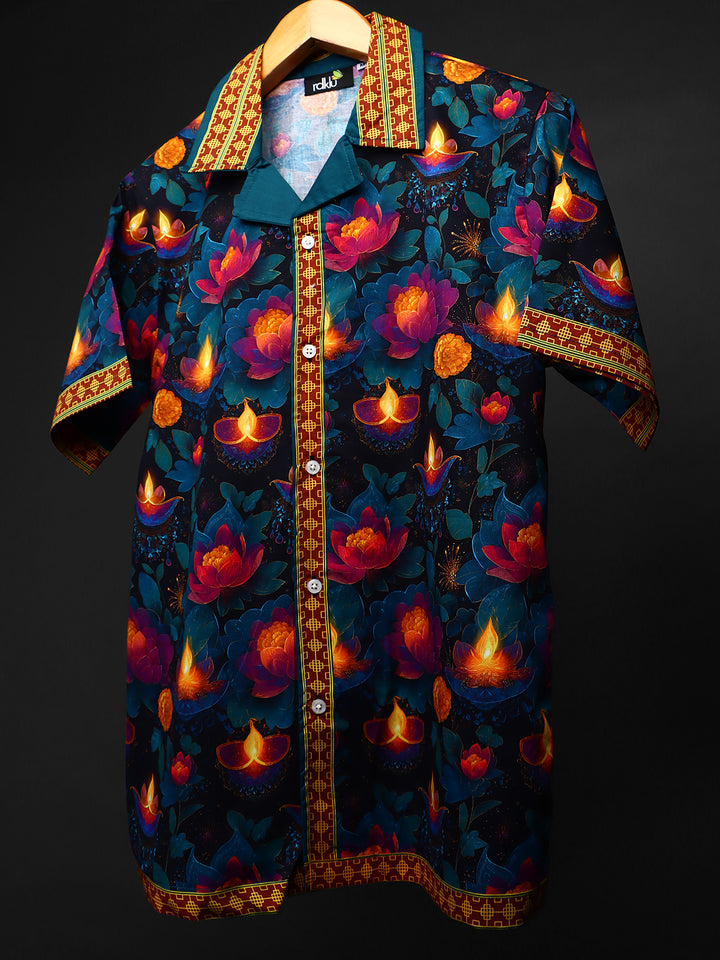 प्रकाश * PRINTED Cuban Collar Shirt #155