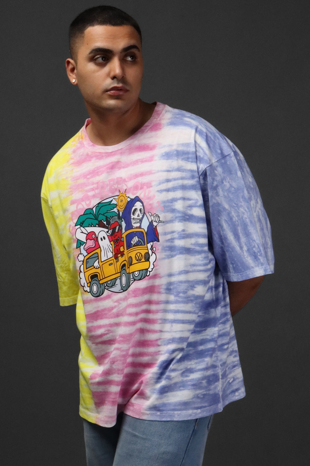 Printed Oversized Tee - TIE & DYE PRINTED OVER SIZE TEE#25