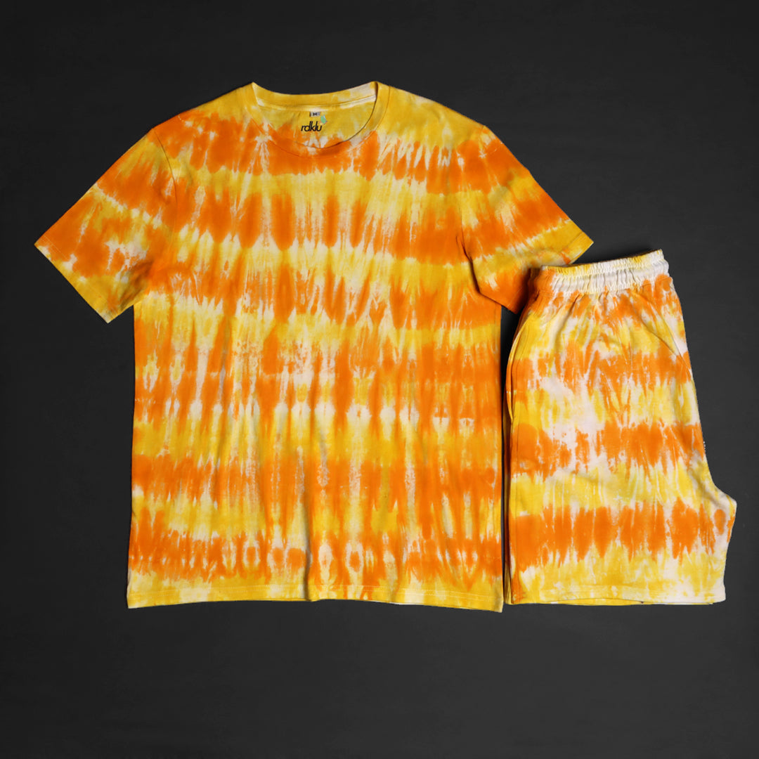 Men Tie And Dyed - Men's  Tie & Dye Co-Ord Tee & Shorts Set#15