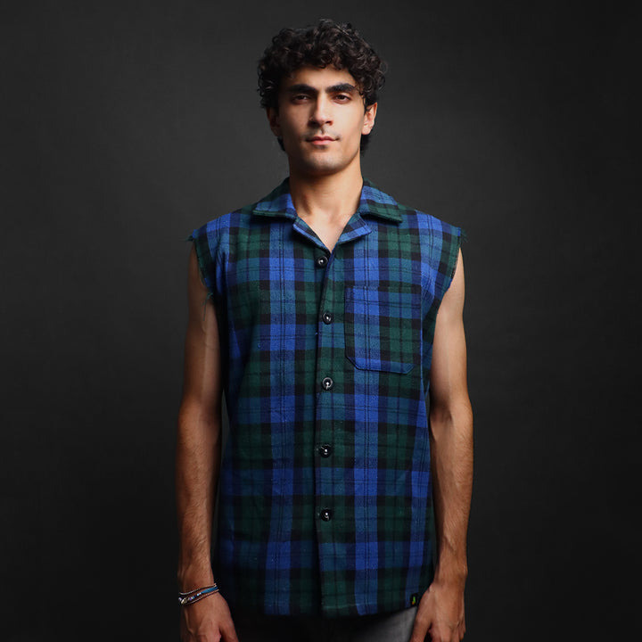 sleevless flannel shirts #146
