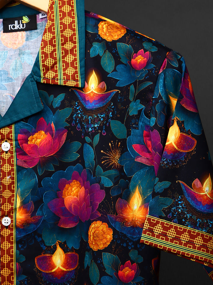 प्रकाश * PRINTED Cuban Collar Shirt #155