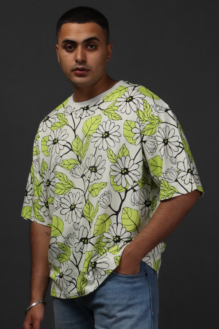 Printed Oversized Tee - MEN'S COTTON PRINTED OVER SIZE TEE#46