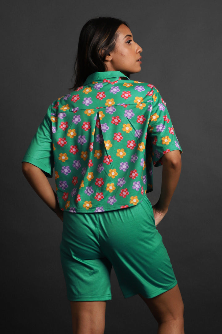 Women's Printed Co-Ord Set - Women's Printed Crop Shirt & Short Set#4