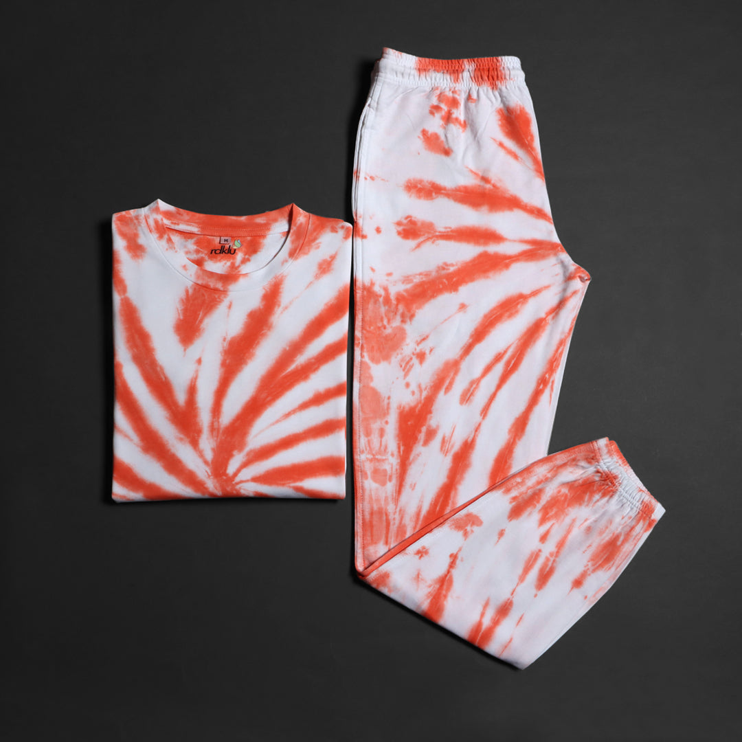 Men Tie And Dyed - Men's  Tie & Dye Co-Ord Sweatshirt Jogger Set#7