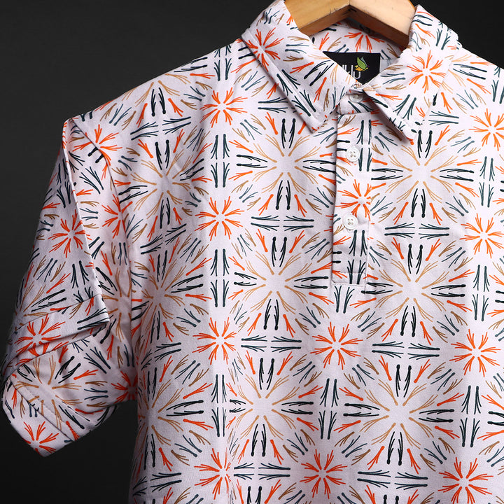 Mens Cotton Printed Polo Tee#19