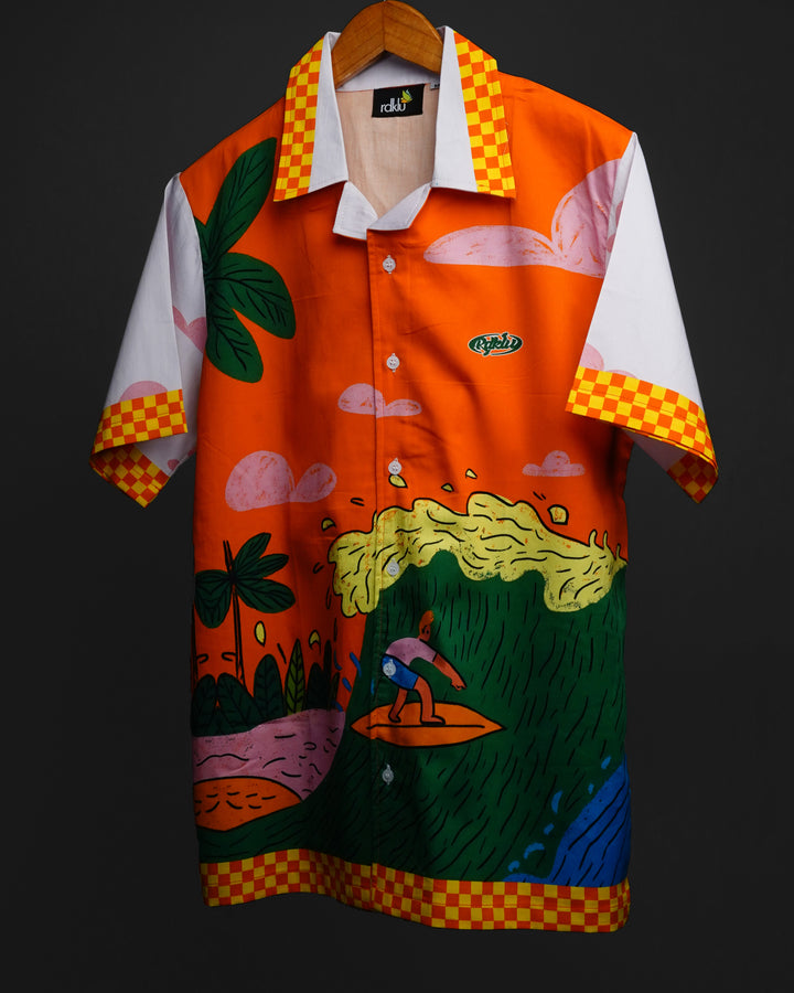 Printed Cuban Collar Shirt #160