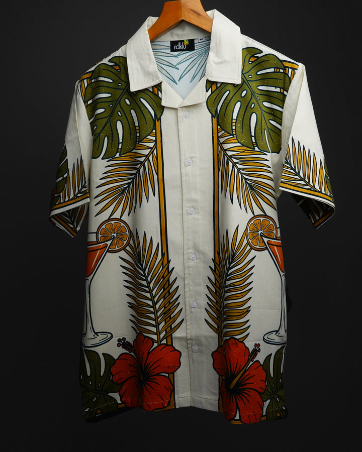 Printed Cuban Collar Shirt #161