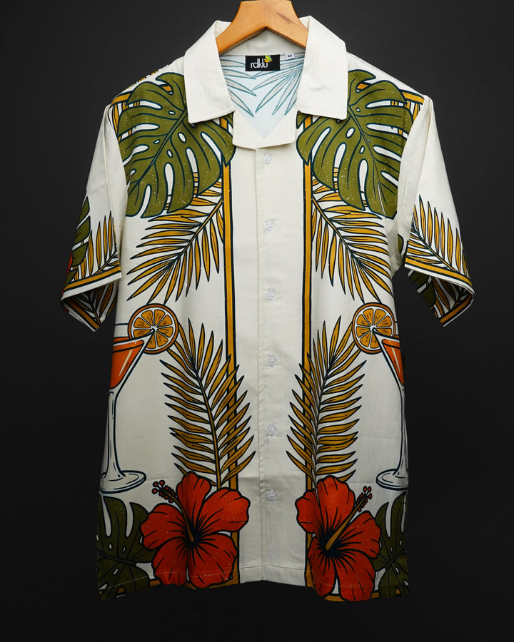 Printed Cuban Collar Shirt #161