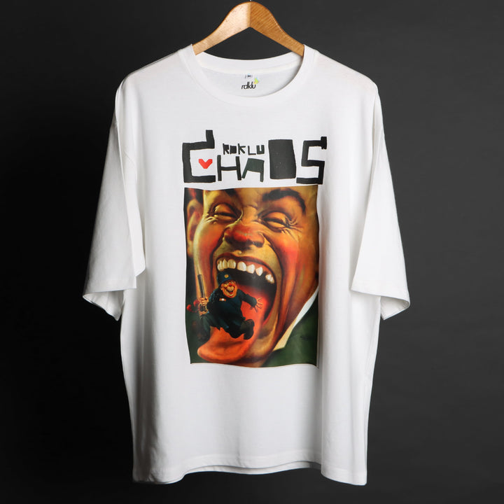 Printed Oversized Tee - CHAOS-MEN'S PRINTED OVER SIZE TEE#21