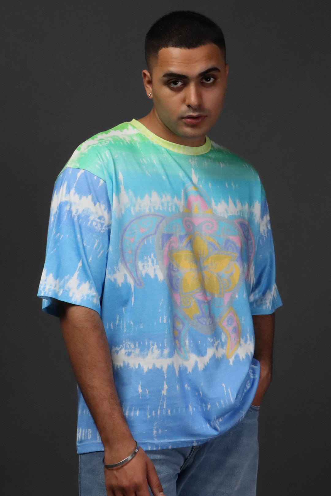 Printed Oversized Tee - MEN'S COTTON PRINTED OVER SIZE TEE#45