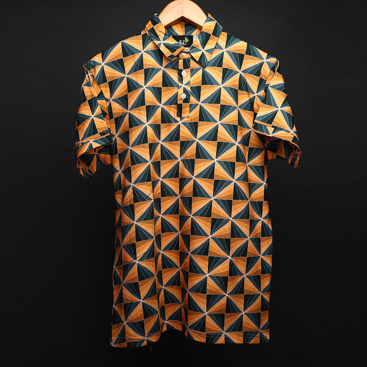 Mens Cotton Printed Polo Tee#20