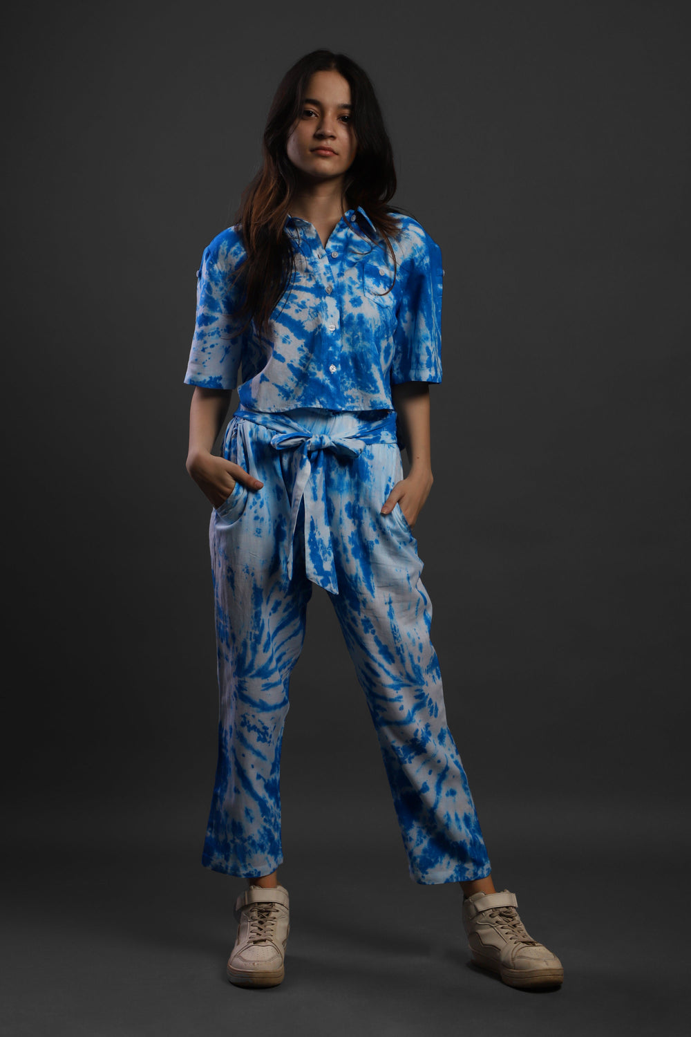 Women Tie & Dyed - TIE - DYE CO-ORD CROP SHIRT PANT SET#20