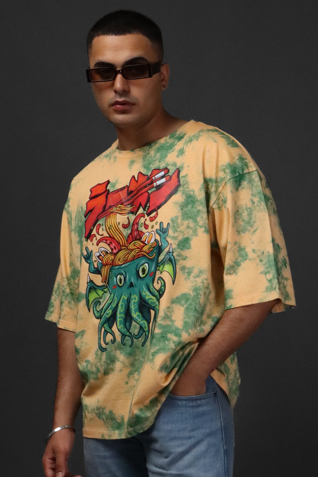 Printed Oversized Tee - MEN'S TIE DYE PRINTED OVER SIZE TEE#43