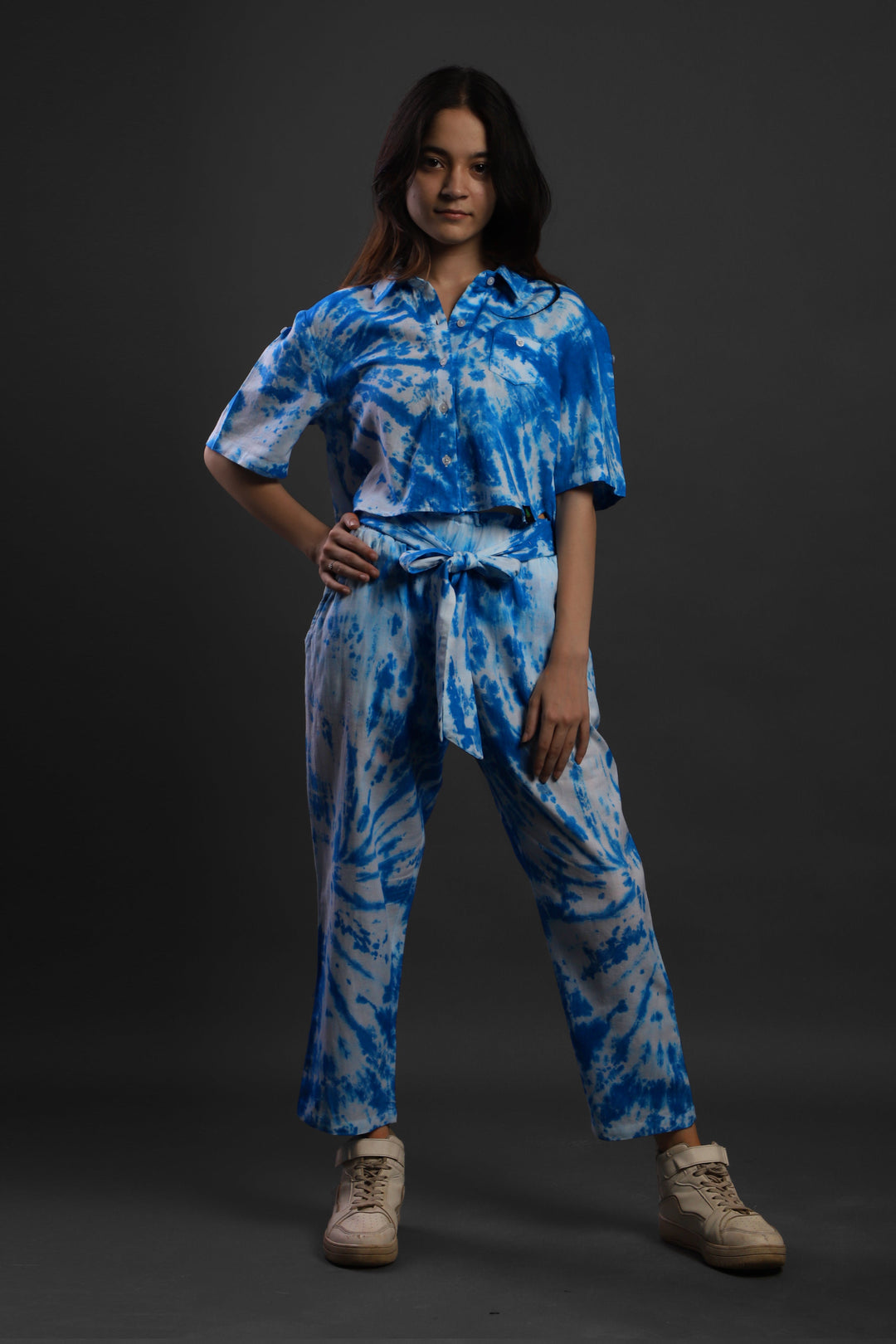 Women Tie & Dyed - TIE - DYE CO-ORD CROP SHIRT PANT SET#20