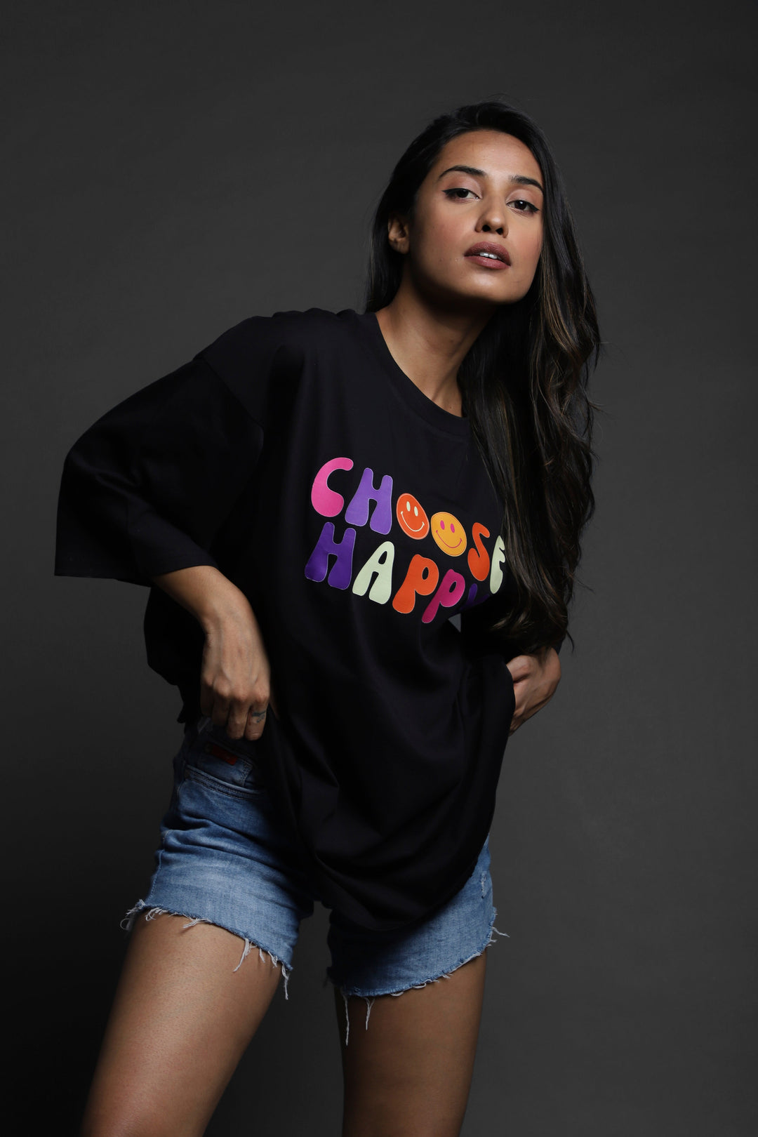 Over Size Tee - Choose Happy Women's Over Size Tee#11