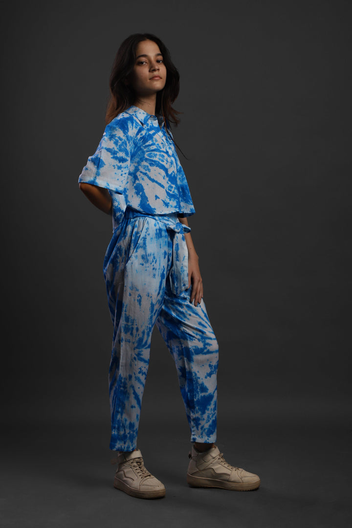 Women Tie & Dyed - TIE - DYE CO-ORD CROP SHIRT PANT SET#20