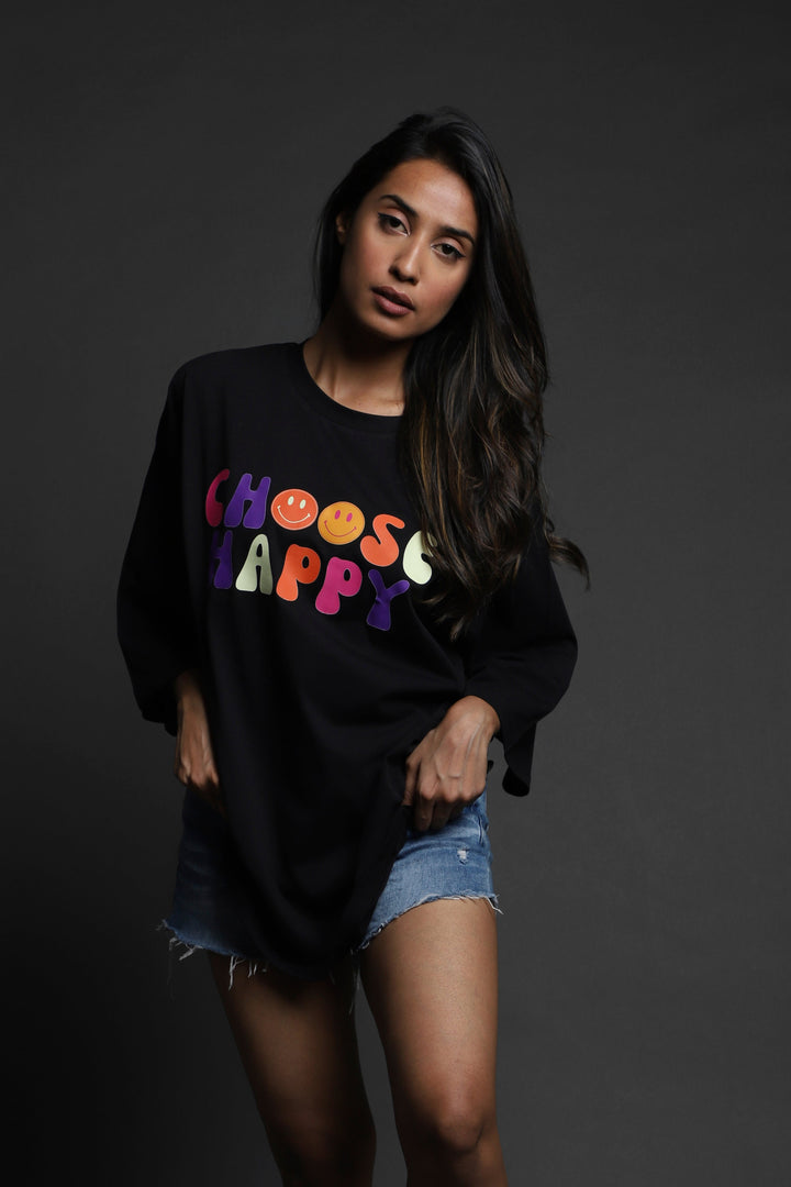 Over Size Tee - Choose Happy Women's Over Size Tee#11