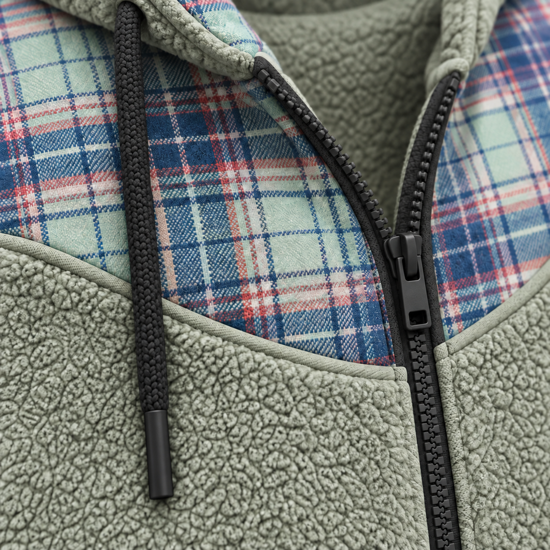 UNISEX Sage Tartan Fur Flannel Hoodie #36