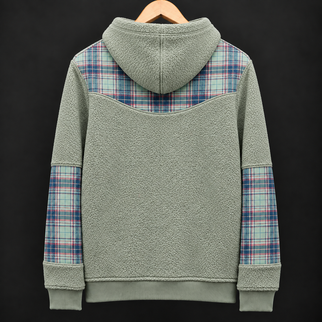 UNISEX Sage Tartan Fur Flannel Hoodie #36