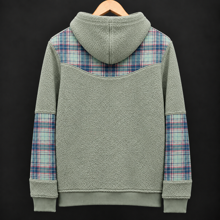 UNISEX Sage Tartan Fur Flannel Hoodie #36