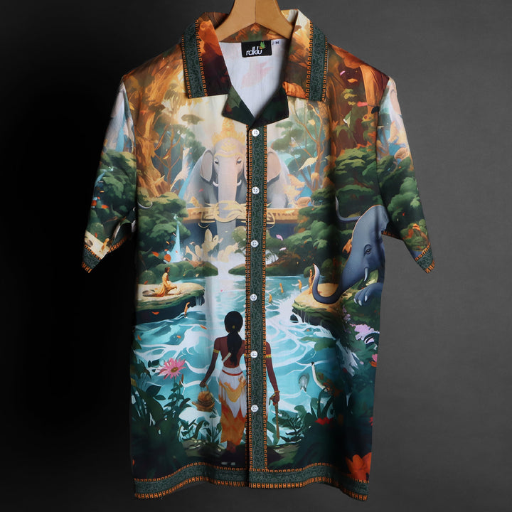 Prints - RDKLU * ARANYAKA Cuban Collar Shirt For Men#631