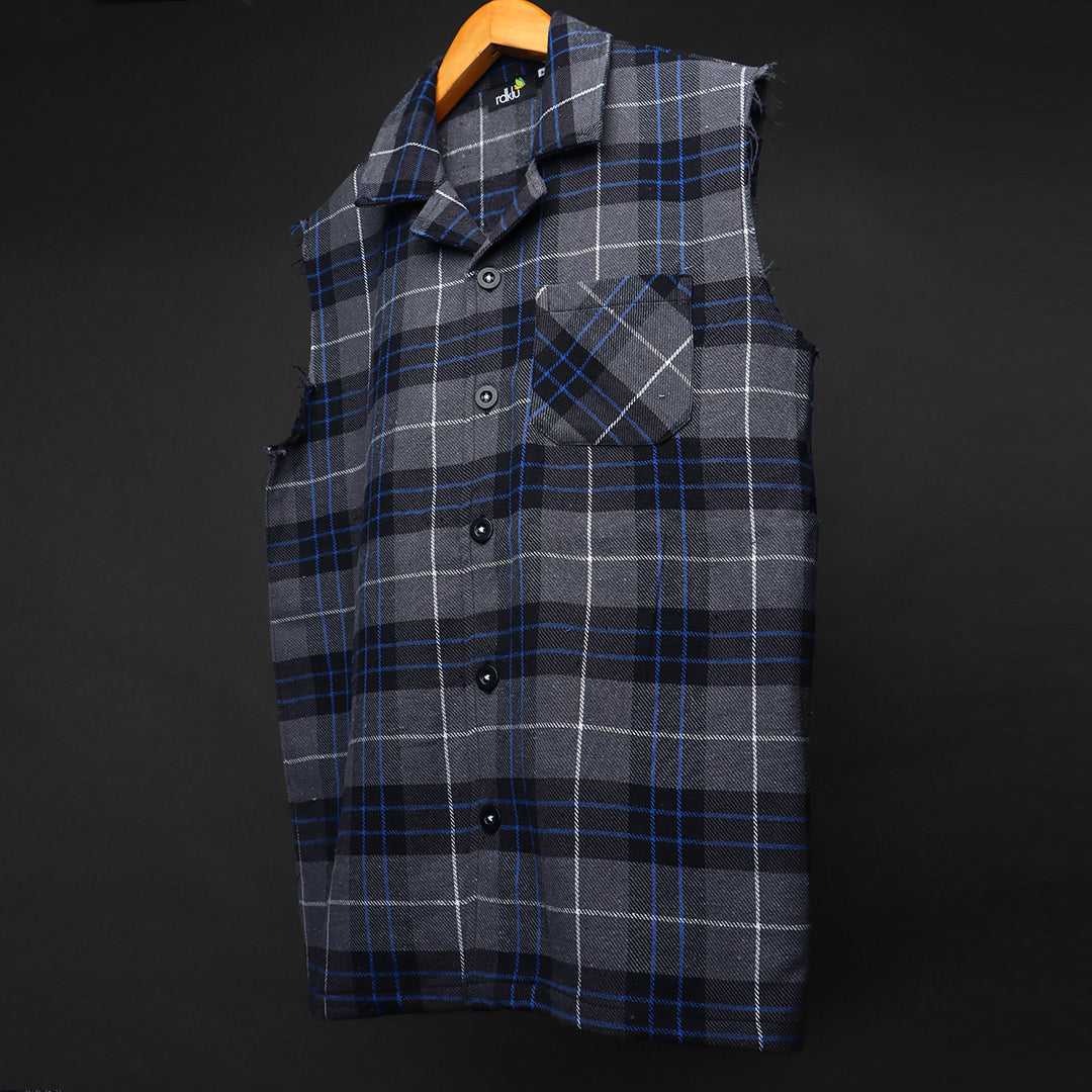 Sleevless * Flannel Shirt #153