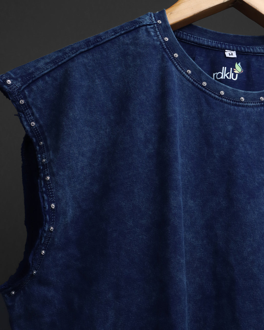 STUDDED WASHED OUT * SLEEVELESS VEST #18