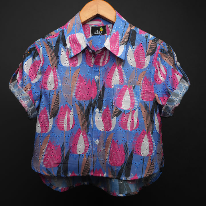 Graphic Garden * Embroidery  CROP SHIRT#463