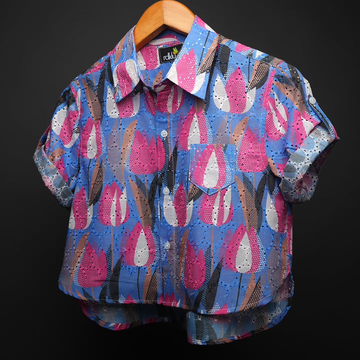 Graphic Garden * Embroidery  CROP SHIRT#463