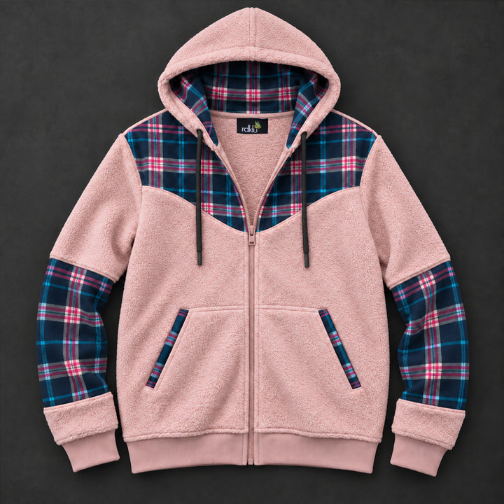 UNISEX Soft pink Flannel Hoodie #40