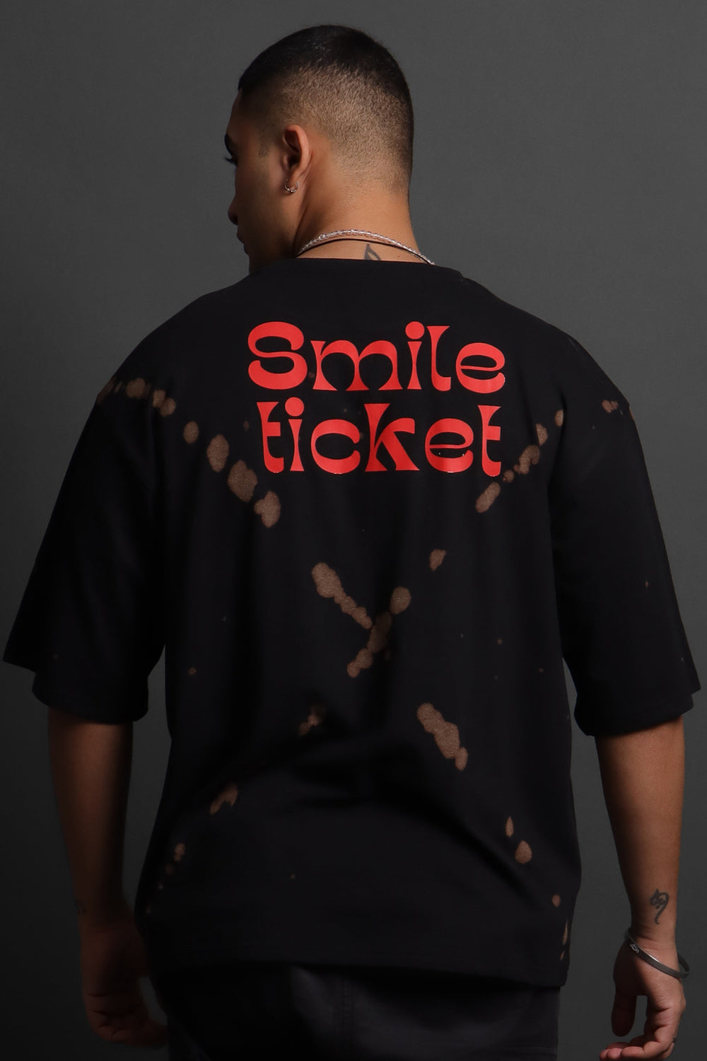 Printed Oversized Tee - SMILE TICKET MEN'S TIE DYE OVER SIZE TEE#37