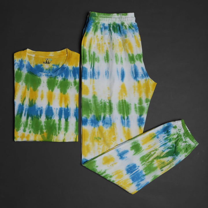 Men Tie And Dyed - Men's  Tie & Dye Co-Ord Tee Jogger Set#19